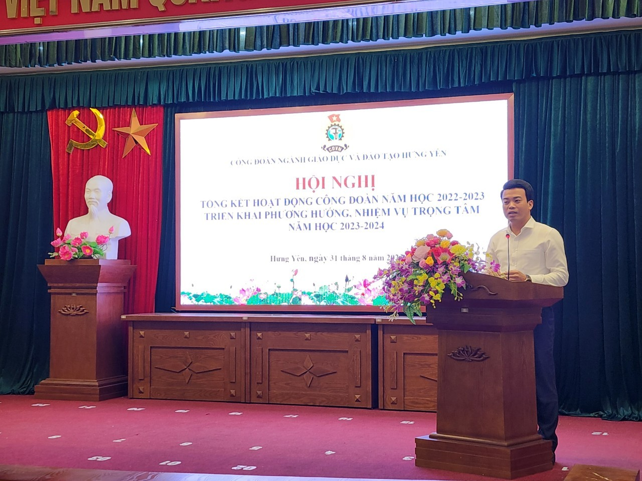 CÔNG ĐOÀN NGÀNH GIÁO DỤC VÀ ĐÀO TẠO HƯNG YÊN TỔ CHỨC HỘI NGHỊ TỔNG KẾT CÔNG TÁC CÔNG ĐOÀN NĂM HỌC 2022 – 2023 TRIỂN KHAI PHƯƠNG HƯỚNG, NHIỆM VỤ NĂM HỌC 2023 - 2024