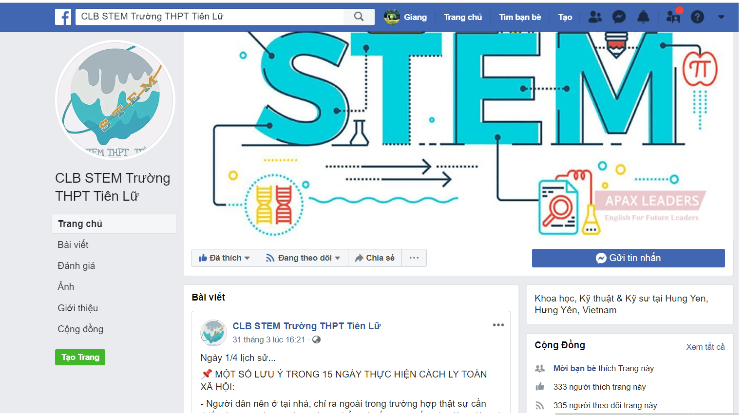 TRƯỜNG THPT TIÊN LỮ TÍCH CỰC ĐƯA GIÁO DỤC STEM VÀO NHÀ TRƯỜNG
