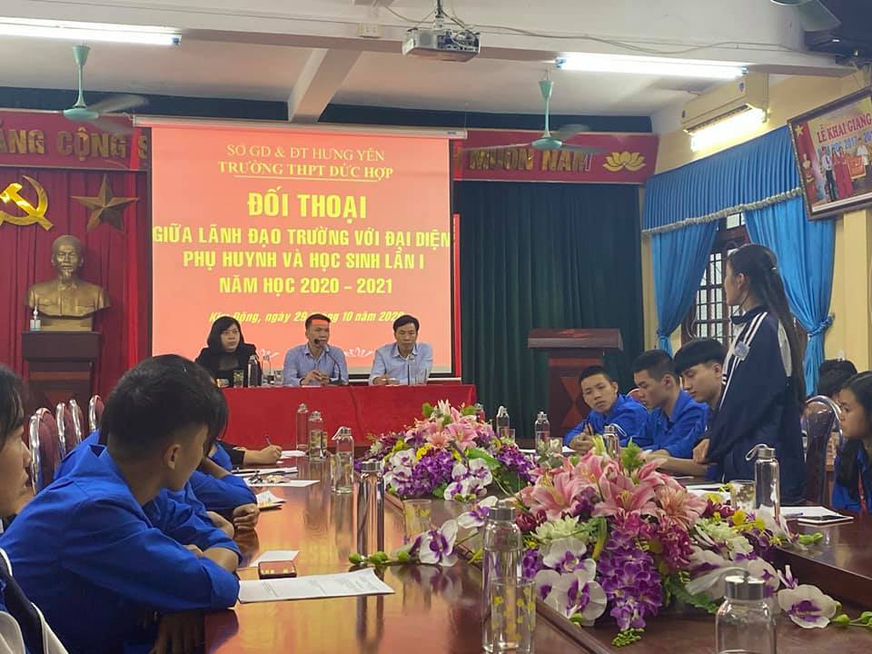 Trường THPT Đức Hợp tổ chức buổi đối thoại giữa lãnh đạo trường và đại diện phụ huynh, đại diện học sinh lần 1 năm học 2020-2021.