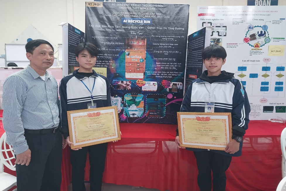 KẾT QUẢ CUỘC THI KHKT CẤP TỈNH DÀNH CHO HỌC SINH TRUNG HỌC NĂM HỌC 2023-2024  TIẾP THÊM ĐỘNG LỰC CHO HỌC SINH TRƯỜNG THPT NGHĨA DÂN