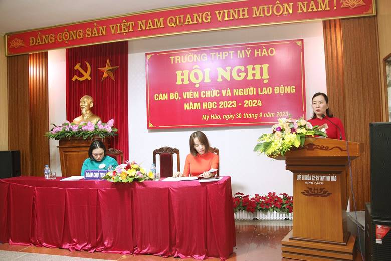 HỘI NGHỊ CÁN BỘ, VIÊN CHỨC VÀ NGƯỜI LAO ĐỘNG TRƯỜNG THPT MỸ HÀO, NĂM HỌC 2023-2024
